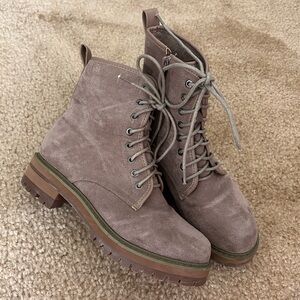 Brown Suede Combat Boots